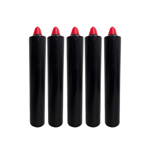 RED TIP BLACK  PILLAR CANDLE LARGE 9" INCH