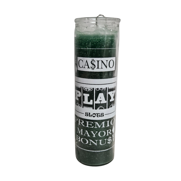Casino Jackpot Lucky Gambler Green Ritual Candle/ Veladora verde de Casino