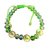 San Judas All Shine Beads Bracelet – Green Crystal-Style Saint Jude Tadeo Religious Bracelet