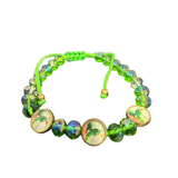 San Judas All Shine Beads Bracelet – Green Crystal-Style Saint Jude Tadeo Religious Bracelet