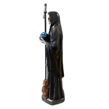Santa Muerte Black Robe Statue 12 Inch – Holy Death with Globe, Owl & Scythe