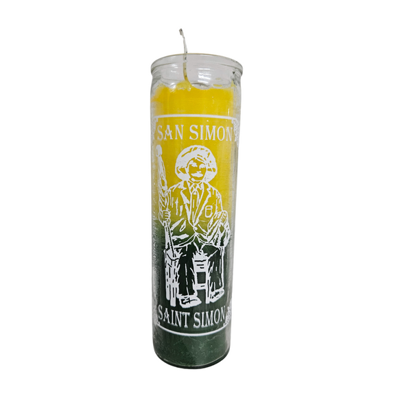 San Simon Amarillo Y Verde Veladora / San Simon Yellow And Green Ritual Candle