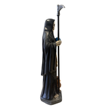 Santa Muerte Black Robe Statue 12 Inch – Holy Death with Globe, Owl & Scythe