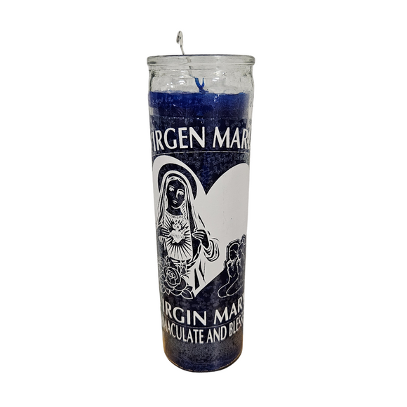 Virgen Maria Veladora Azul / Virgin Mary Blue Ritual Candle