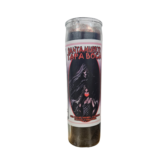 Santa Muerte Tapa Boca Veladora Preparada / Holy Death Shut Up Prepared Candle