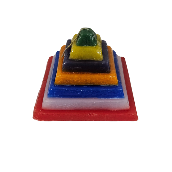 7 Color Pyramid Of Fortune Figure Candle / Piramide De Fortuna 7 Colores