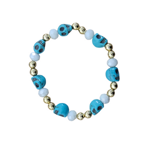 Turquoise Skull Bracelet ( Adult Size )