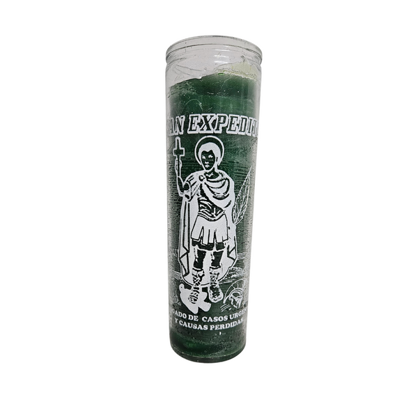 San Expedito Green Ritual Candle/ Veladora Verde De San Expedito