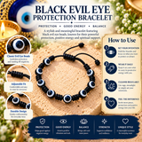 Black Evil Eye Protection Bracelet – Adjustable Mal de Ojo Bracelet for Protection & Good Luck