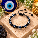 Black Evil Eye Protection Bracelet – Adjustable Mal de Ojo Bracelet for Protection & Good Luck