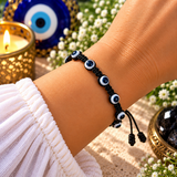 Black Evil Eye Protection Bracelet – Adjustable Mal de Ojo Bracelet for Protection & Good Luck