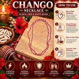 Chango Red & White Beaded Necklace 18 Inch – Spiritual Strength, Protection & Courage Jewelry