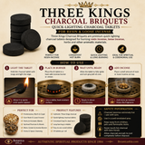 Three Kings Charcoal Briquets – Quick-Lighting Charcoal Tablets for Resin & Loose Incense