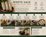 White Sage Smudge Sticks 3 Pack – Natural Sage Bundles for Spiritual Cleansing, Purification & Meditation
