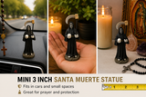 Mini Santa Muerte Statue black 3.5 Inches