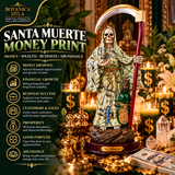Santa Muerte Money Print Statue 17" Inch – Money Drawing Spiritual Altar Figure for Wealth, Prosperity & Business