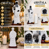 Obatala Statue 12" Inch – Orisha Obatalá Spiritual Altar Figure for Peace, Purity & Wisdom