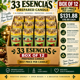 33 Esencias Prepared Candle – 33 Essences All Purpose Spiritual Candle for Blessings, Protection, Luck & Success
