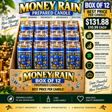 Money Rain Prepared Candle – Money Drawing Spiritual Candle for Prosperity, Abundance & Success
