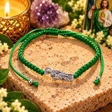 San Judas Green Protection Bracelet – Adjustable Saint Jude Tadeo Religious Bracelet