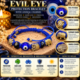 Evil Eye Protection Bracelet with Animal Charms