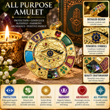 All Purpose Spiritual Protection Amulet – Evil Eye, Hamsa Hand & Good Luck Gold-Tone Pendant