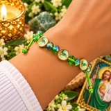San Judas All Shine Beads Bracelet – Green Crystal-Style Saint Jude Tadeo Religious Bracelet