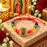 Virgen de Guadalupe Protection Bracelet – Multicolor Beaded Adjustable Religious Bracelet