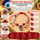 Hamsa Hand Protection Bracelet – Red Evil Eye Mal de Ojo Bracelet with Shiny Beads for Good Luck