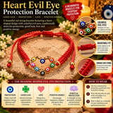 Heart Evil Eye Protection Bracelet – Red String Adjustable Mal de Ojo Bracelet