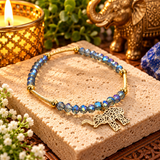 Lucky Elephant Bracelet – Blue Crystal Beaded Good Luck Charm Bracelet for Prosperity & Positive Energy