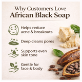 100% Natural African Black Soap – Deep Cleansing Bar Made in Ghana