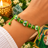San Judas Tadeo Green Beaded Bracelet