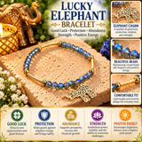 Lucky Elephant Bracelet – Blue Crystal Beaded Good Luck Charm Bracelet for Prosperity & Positive Energy