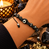 Black Evil Eye Protection Bracelet – Adjustable Black Shine Beads Mal de Ojo Bracelet