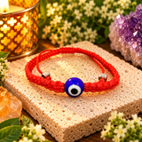 Red String Protection Bracelet with Blue Evil Eye
