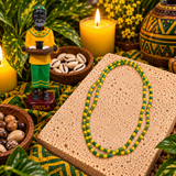 Orula Yellow & Green Beaded Necklace 18 Inch – Spiritual Wisdom & Guidance Jewelry