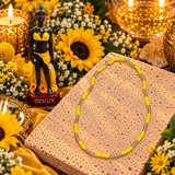 Oshun Yellow & Gold Necklace – Ochun Orisha Spiritual Beaded Jewelry for Love & Prosperity