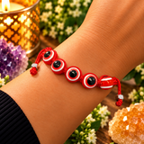 Red Evil Eye Protection Bracelet – Adjustable Red String Mal de Ojo Bracelet with 5 Evil Eye Beads