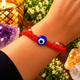 Red String Protection Bracelet with Blue Evil Eye