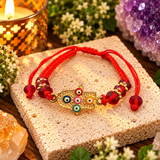 Hamsa Hand Red Shine Bracelet – Adjustable Red String Evil Eye Protection Bracelet with Gold Charm
