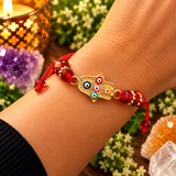 Hamsa Hand Red Shine Bracelet – Adjustable Red String Evil Eye Protection Bracelet with Gold Charm