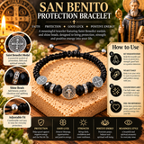 San Benito Protection Bracelet – Saint Benedict Medal Bracelet with Black Beads