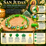San Judas All Shine Beads Bracelet – Green Crystal-Style Saint Jude Tadeo Religious Bracelet