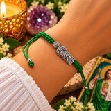 San Judas Green Protection Bracelet – Adjustable Saint Jude Tadeo Religious Bracelet