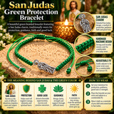 San Judas Green Protection Bracelet – Adjustable Saint Jude Tadeo Religious Bracelet