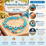 Protection Bracelet Against Evil Eye Sky Blue – Adjustable Blue Beaded Mal de Ojo Bracelet