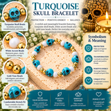 Turquoise Skull Bracelet – Blue Skull Beaded Stretch Bracelet for Protection & Positive Energy