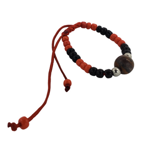 Baby Protection bracelet red & black with natural stone