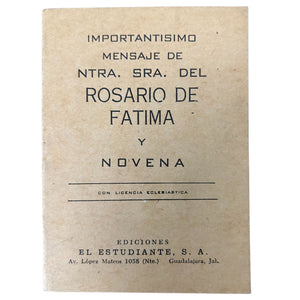 Novena - Mensaje De Ntra. Sra. Del Rosario De Fatima (Vintage)
